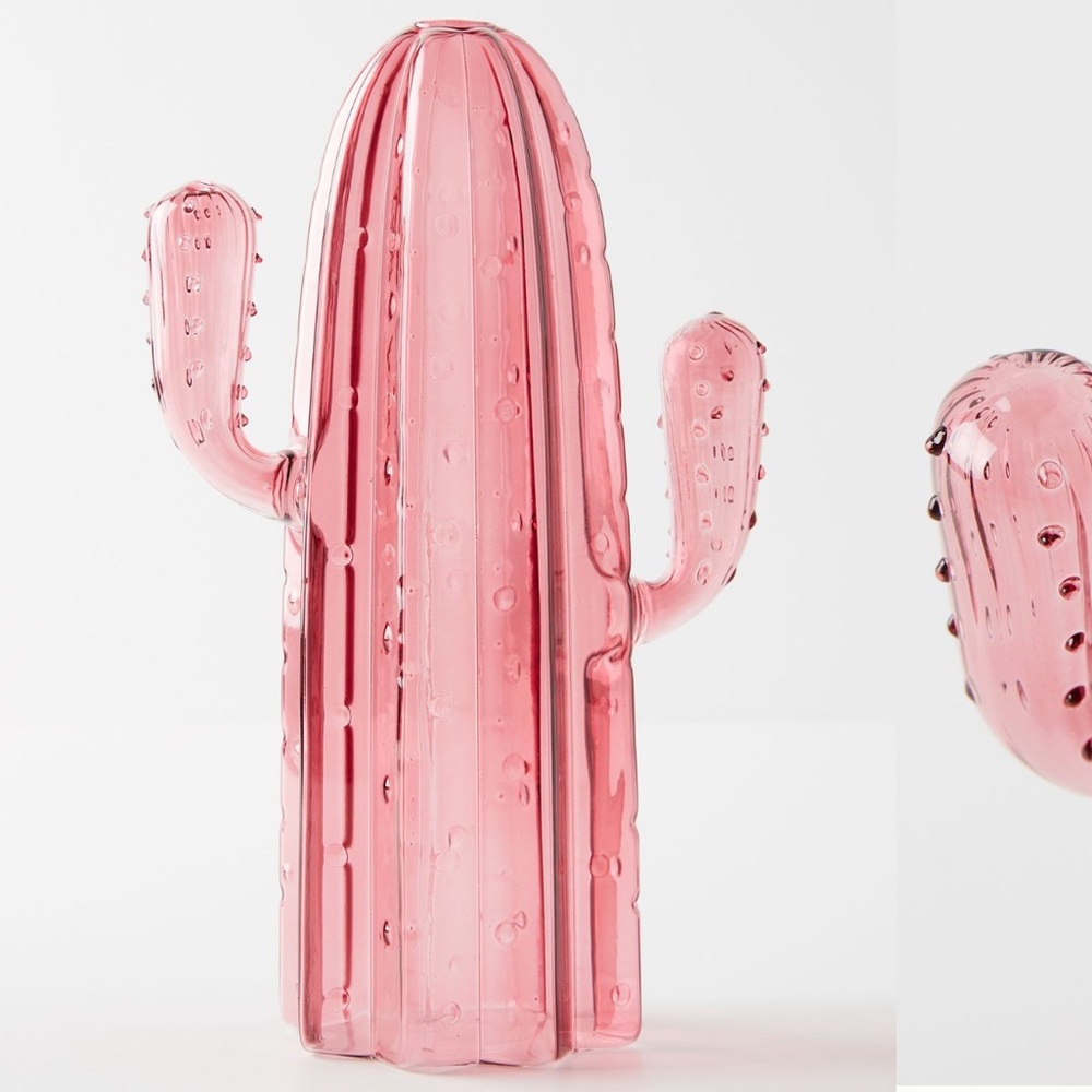 Anthropologie Blown Glass Cactus vase